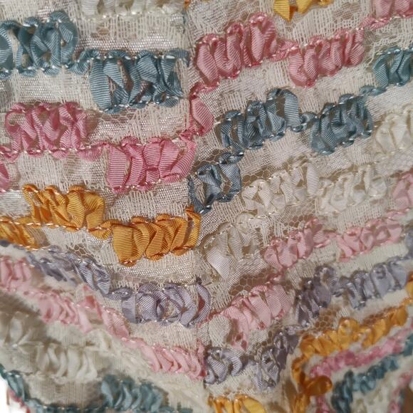 Vintage 60s Fit and Flare Coquette Party Dress Size 6 Ivory Enka Nylon Chiffon - Picture 6 of 16